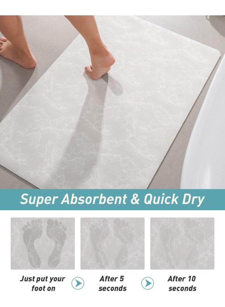 Bath Mat - Absorbent, Stain Resistant, Non Slip Bath Rug - Quick Dry Bathmat with Rubber Back-16”x24” Light Grey - Image 2